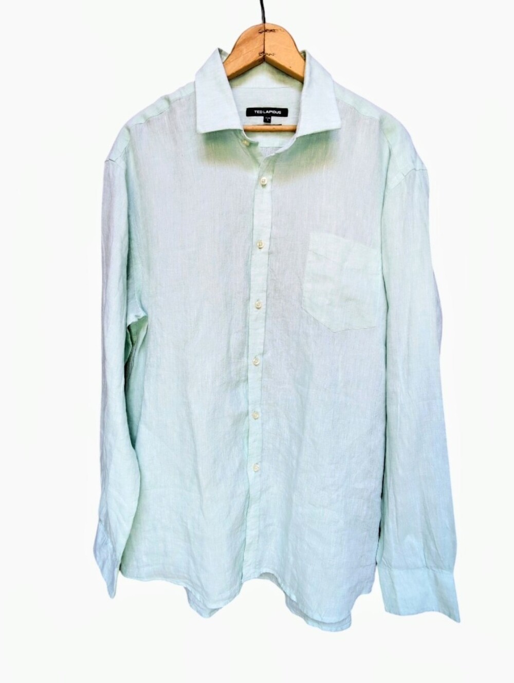 NWOT Ted Lapidus Linen Button Down Shirt Men's XL Seafoam Green Coastal Resort